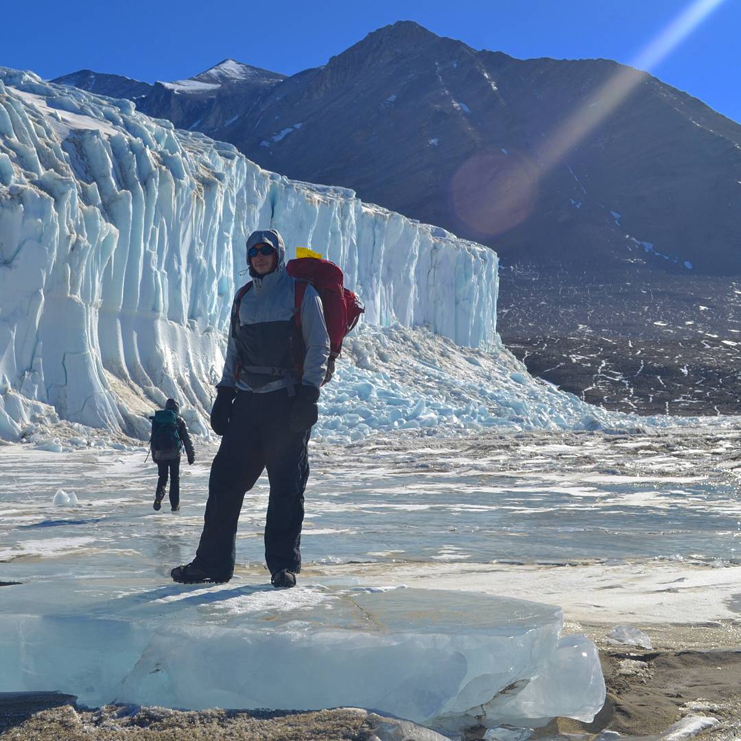 John standing at the terminus of Canada Glacier in Antarctica.